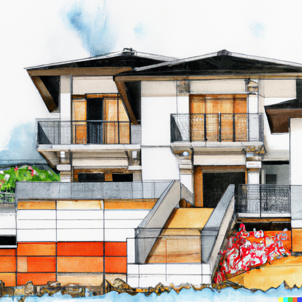 Bamboo House Building Design Vector Download
