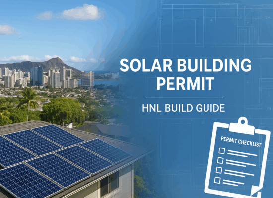Solar building permit HNL Build – Honolulu home solar panels with blueprints