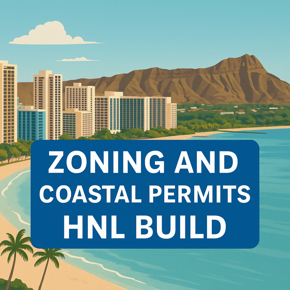 Zoning and Coastal Permits HNL Build – Honolulu skyline with Diamond Head and shoreline.