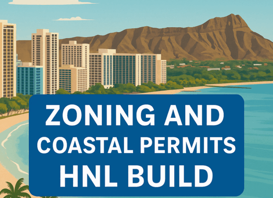 Zoning and Coastal Permits HNL Build – Honolulu skyline with Diamond Head and shoreline.